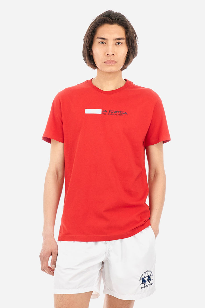 La Martina Regular Fit T-Shirts in Cotton -  YMR314-JS206- Concorde Fashion#color_red-06008