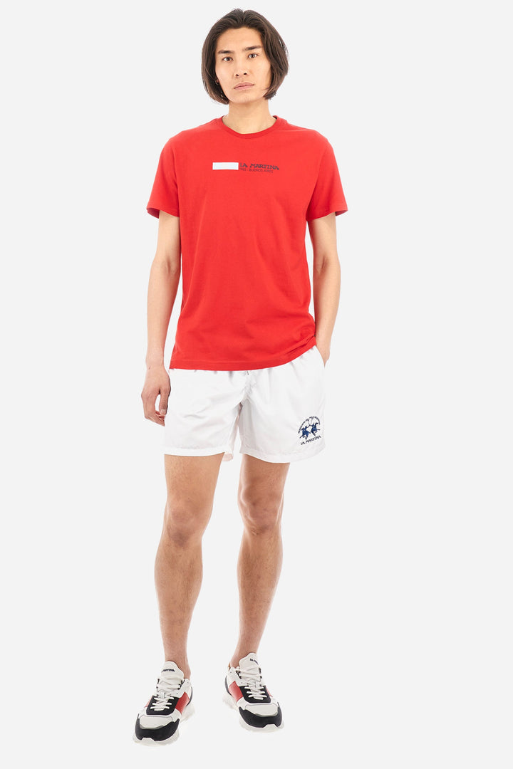 La Martina Regular Fit T-Shirts in Cotton -  YMR314-JS206- Concorde Fashion#color_red-06008