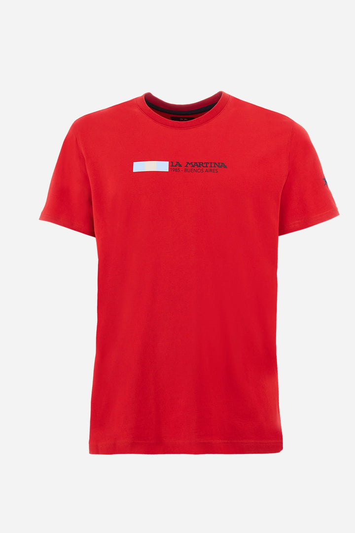 La Martina Regular Fit T-Shirts in Cotton -  YMR314-JS206- Concorde Fashion#color_red-06008
