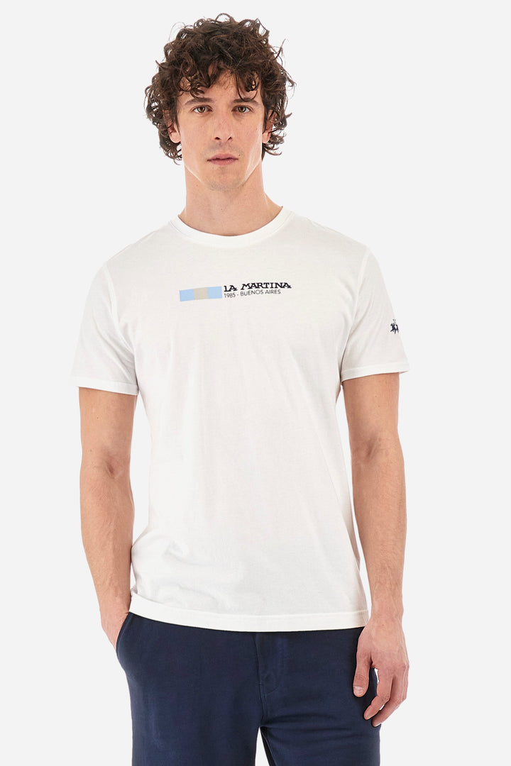 La Martina Regular Fit T-Shirts in Cotton -  YMR314-JS206- Concorde Fashion#color_white-00001
