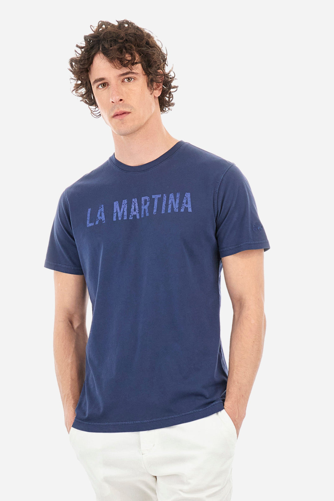 La Martina Regular Fit T-Shirts in Cotton -  YMR316-JS388- Concorde Fashion#color_navy-07017