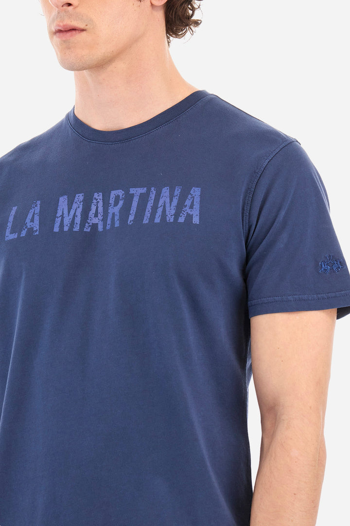 La Martina Regular Fit T-Shirts in Cotton -  YMR316-JS388- Concorde Fashion#color_navy-07017