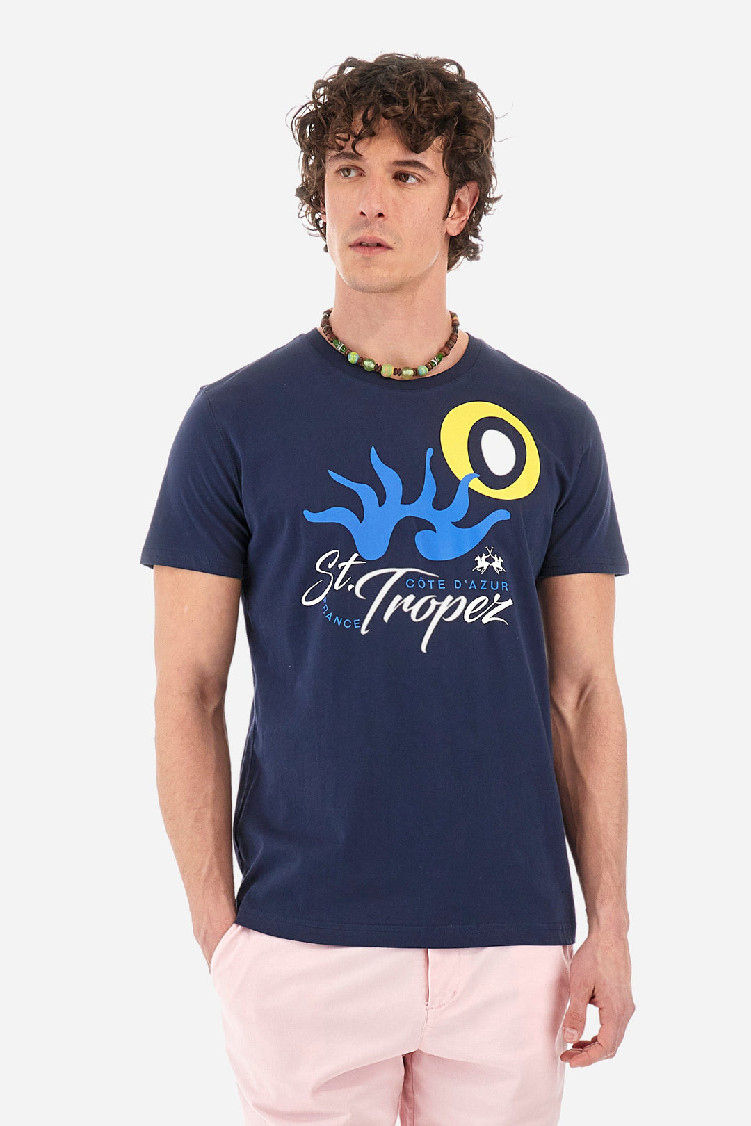La Martina Regular Fit T-Shirts in Cotton -  YMR317-JS395- Concorde Fashion#color_navy-07017