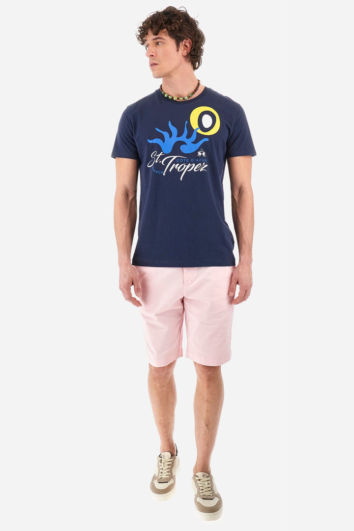 La Martina Regular Fit T-Shirts in Cotton -  YMR317-JS395- Concorde Fashion#color_navy-07017