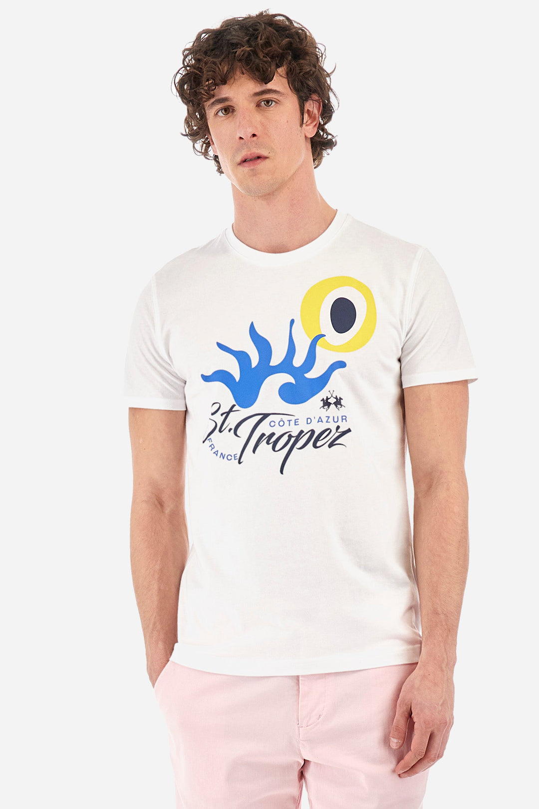 La Martina Regular Fit T-Shirts in Cotton -  YMR317-JS395- Concorde Fashion#color_white-00001