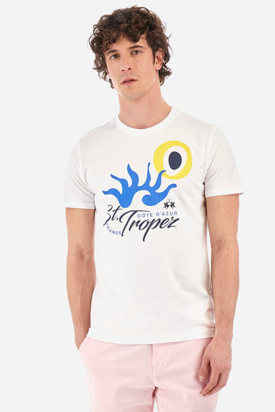 La Martina Regular Fit T-Shirts in Cotton -  YMR317-JS395- Concorde Fashion#color_white-00001