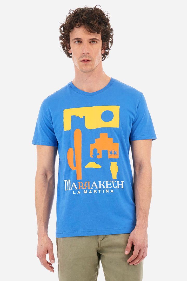 La Martina T-Shirts Regular Fit in Cotton -  YMR320-JS395- Concorde Fashion#color_blue-07205