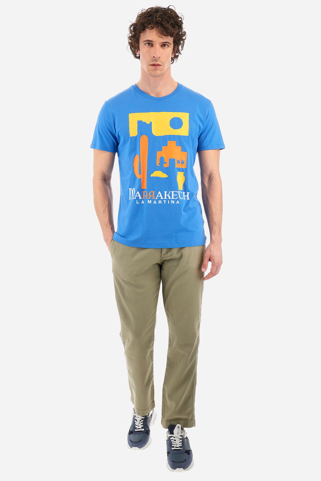 La Martina T-Shirts Regular Fit in Cotton -  YMR320-JS395- Concorde Fashion#color_blue-07205