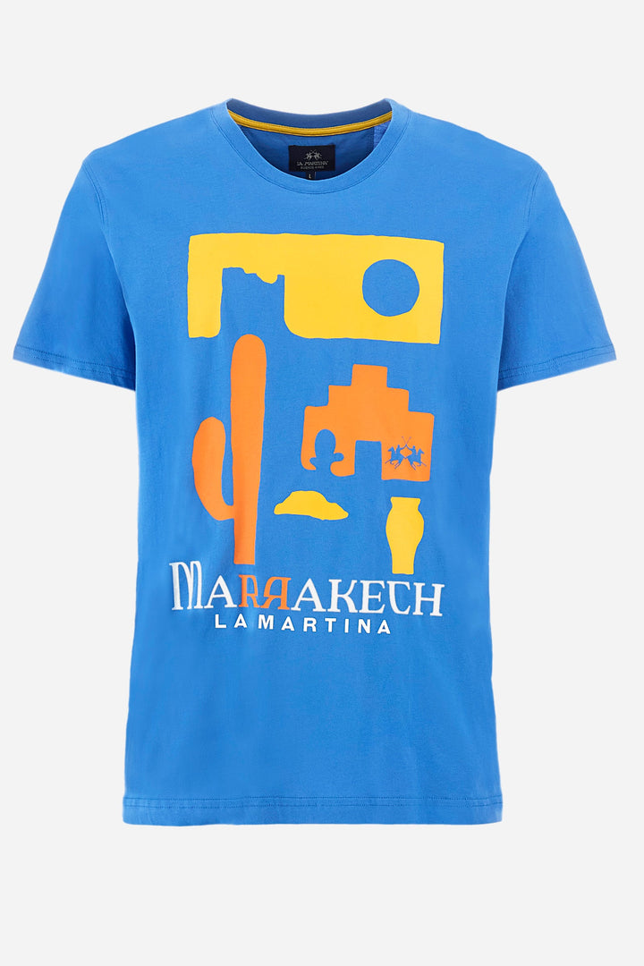 La Martina T-Shirts Regular Fit in Cotton -  YMR320-JS395- Concorde Fashion#color_blue-07205