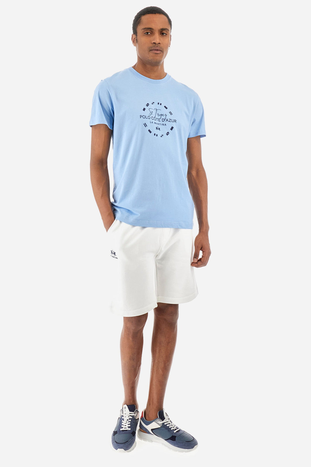 La Martina Regular Fit T-Shirts in Cotton -  YMR321-JS206- Concorde Fashion#color_blue-07003