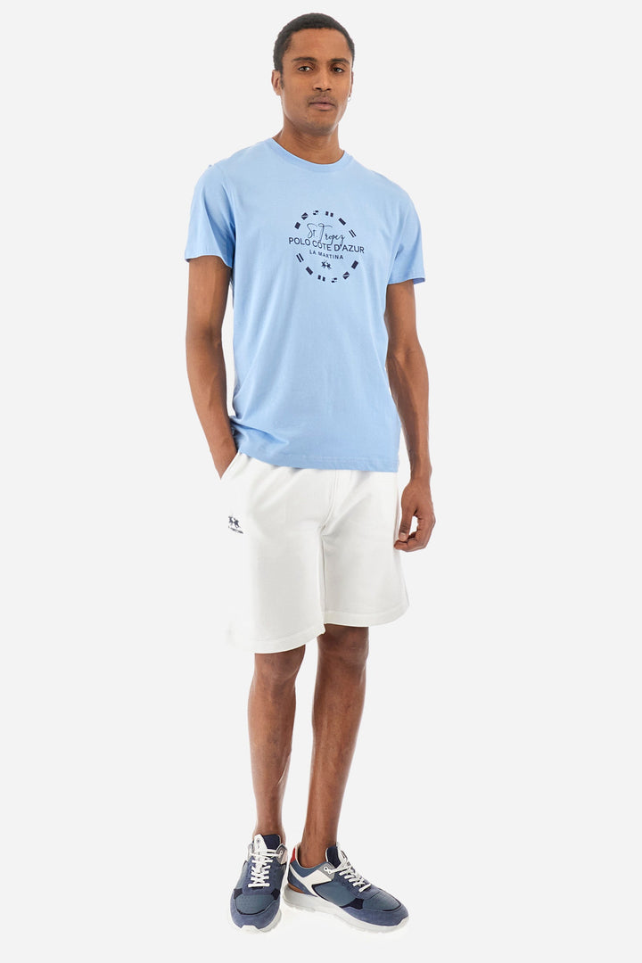 La Martina Regular Fit T-Shirts in Cotton -  YMR321-JS206- Concorde Fashion#color_blue-07003