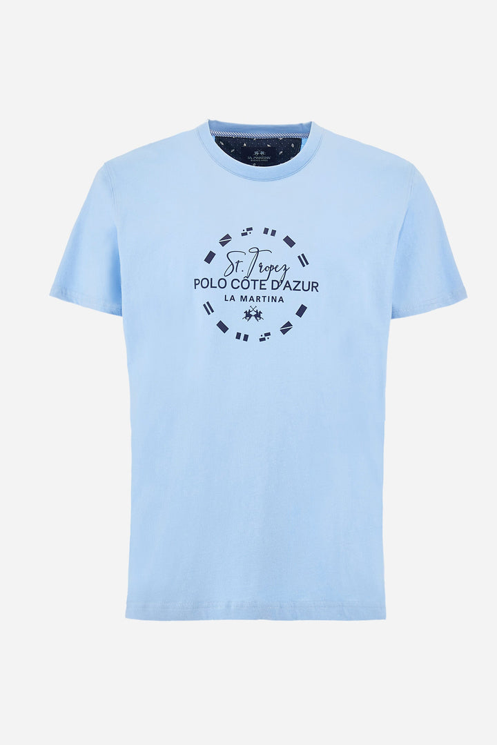La Martina Regular Fit T-Shirts in Cotton -  YMR321-JS206- Concorde Fashion#color_blue-07003