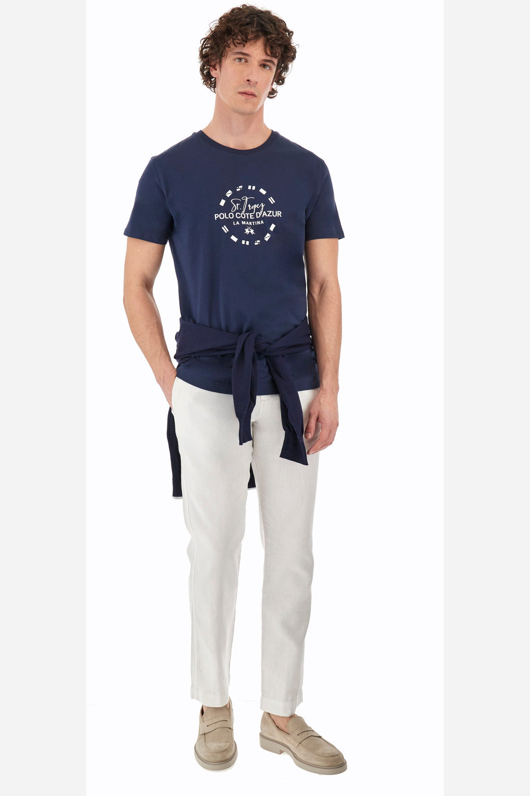 La Martina Regular Fit T-Shirts in Cotton -  YMR321-JS206- Concorde Fashion#color_navy-07017