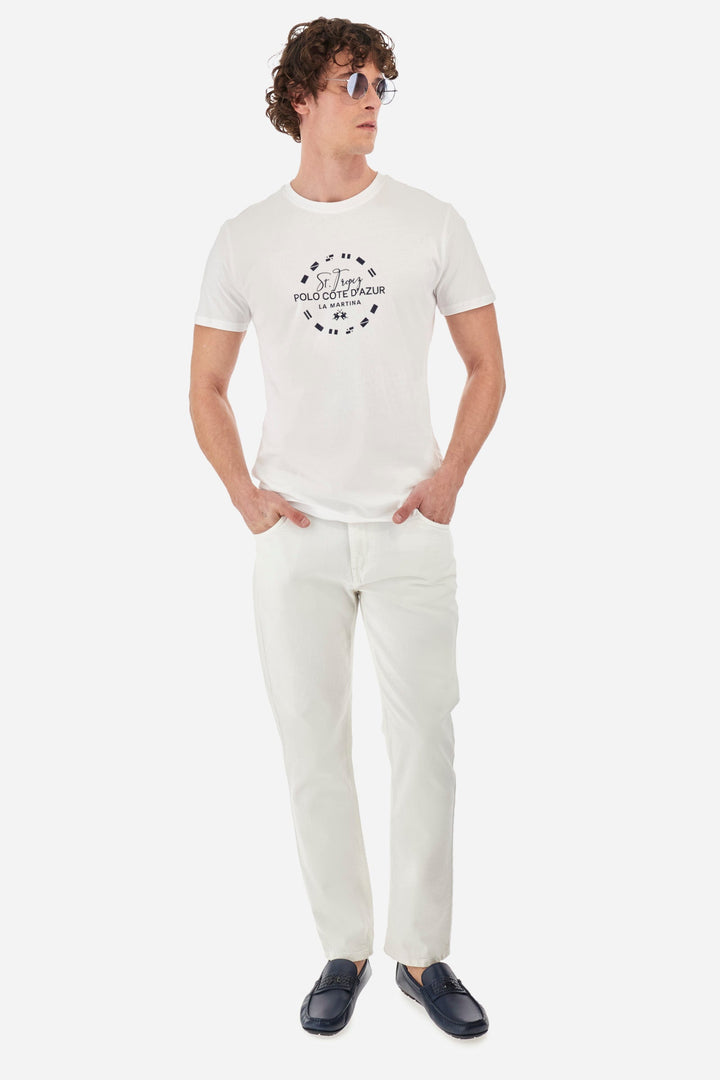 La Martina Regular Fit T-Shirts in Cotton -  YMR321-JS206- Concorde Fashion#color_white-00001