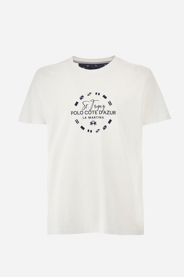 La Martina Regular Fit T-Shirts in Cotton -  YMR321-JS206- Concorde Fashion#color_white-00001