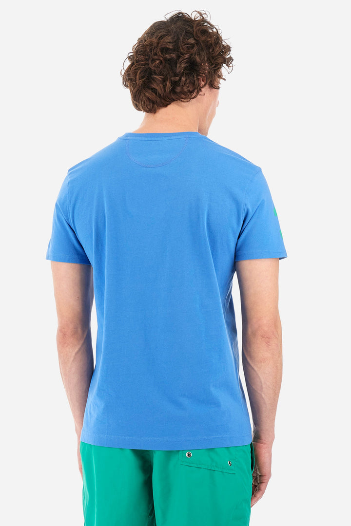 La Martina Regular Fit T-Shirts in Cotton -  YMR322-JS206- Concorde Fashion#color_blue-07205