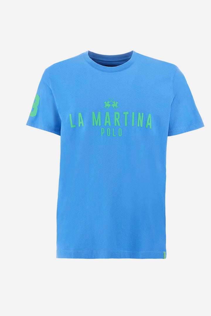La Martina Regular Fit T-Shirts in Cotton -  YMR322-JS206- Concorde Fashion#color_blue-07205