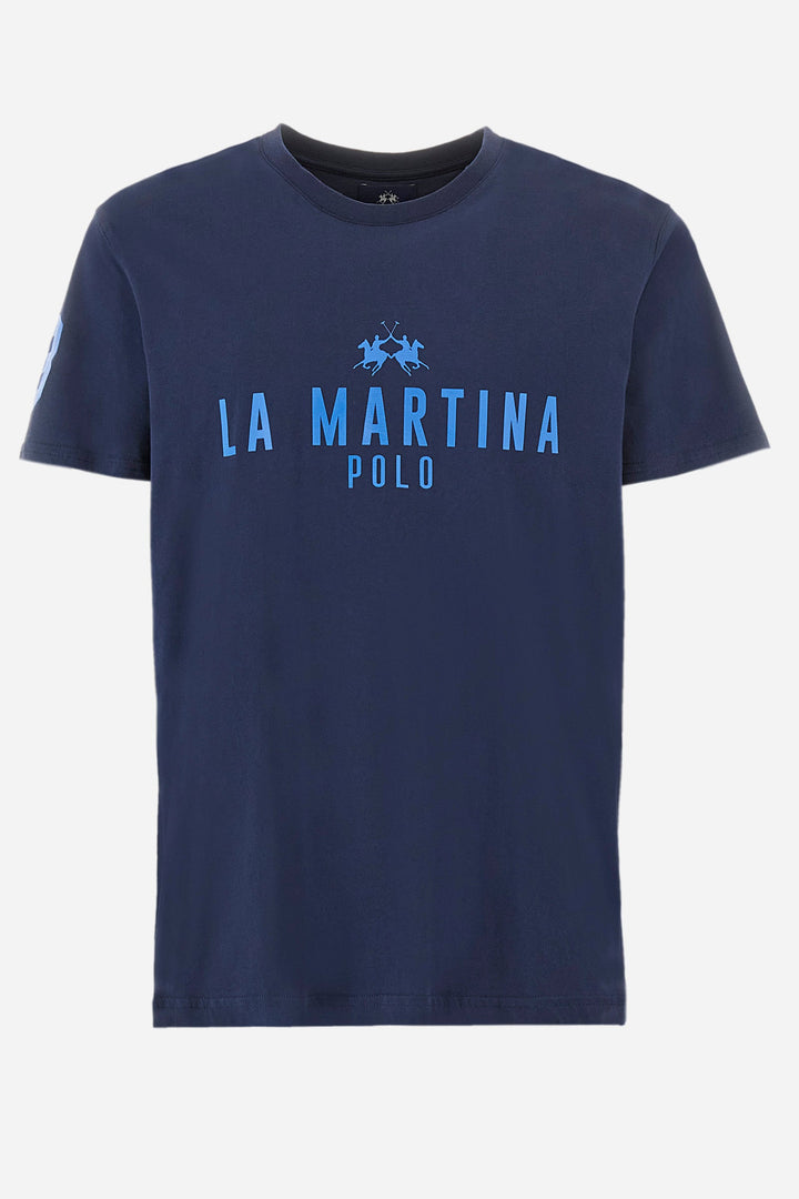 La Martina Regular Fit T-Shirts in Cotton -  YMR322-JS206- Concorde Fashion#color_navy-07017