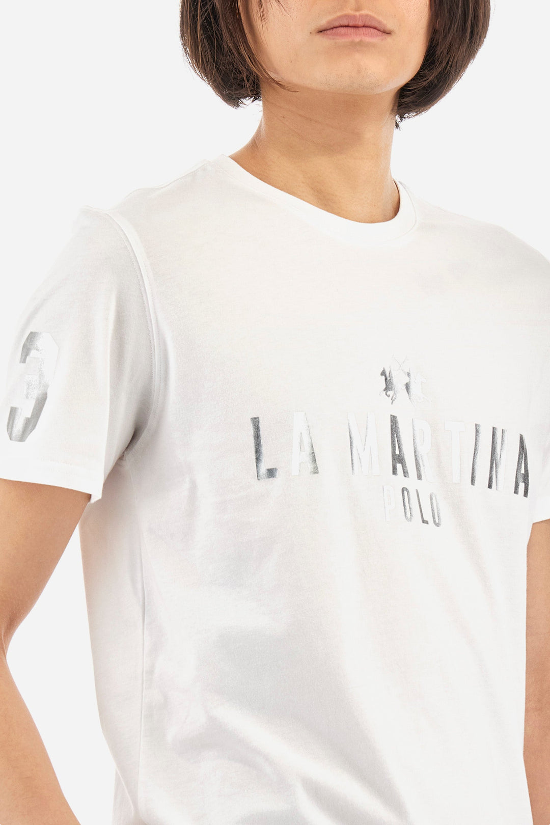 La Martina Regular Fit T-Shirts in Cotton -  YMR322-JS206- Concorde Fashion#color_white-00001