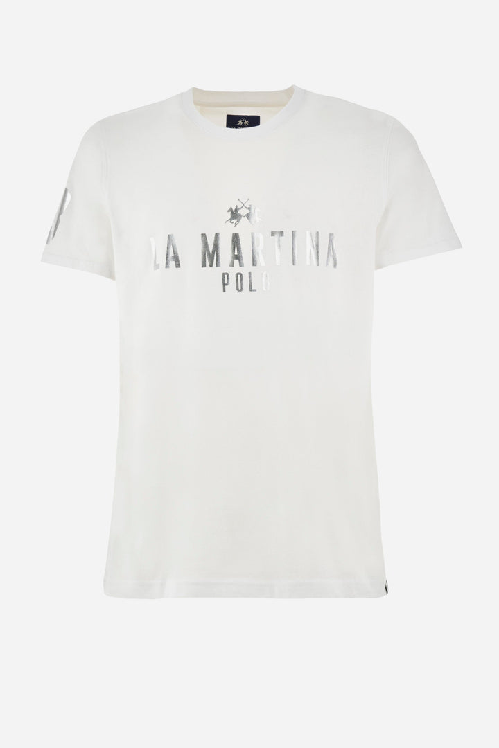 La Martina Regular Fit T-Shirts in Cotton -  YMR322-JS206- Concorde Fashion#color_white-00001