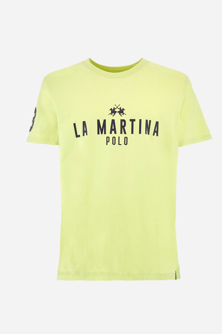 La Martina Regular Fit T-Shirts in Cotton -  YMR322-JS206- Concorde Fashion#color_yellow-03135