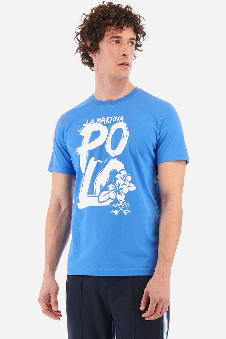 La Martina Regular Fit T-Shirts in Cotton -  YMR323-JS206- Concorde Fashion#color_blue-07205