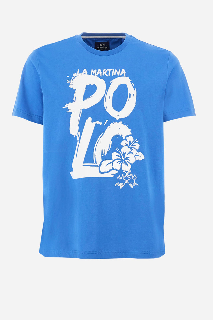 La Martina Regular Fit T-Shirts in Cotton -  YMR323-JS206- Concorde Fashion#color_blue-07205
