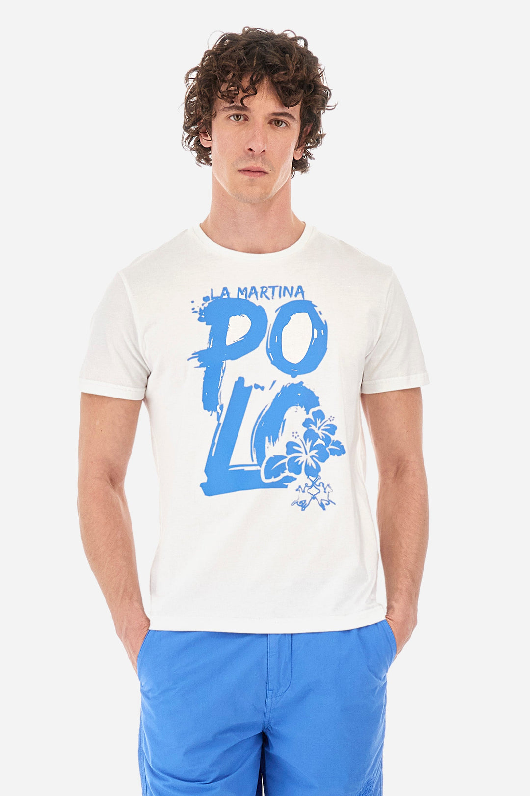 La Martina Regular Fit T-Shirts in Cotton -  YMR323-JS206- Concorde Fashion#color_white-00001