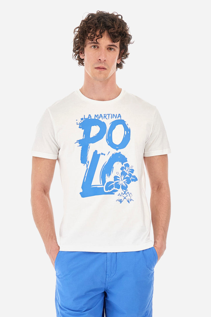 La Martina Regular Fit T-Shirts in Cotton -  YMR323-JS206- Concorde Fashion#color_white-00001