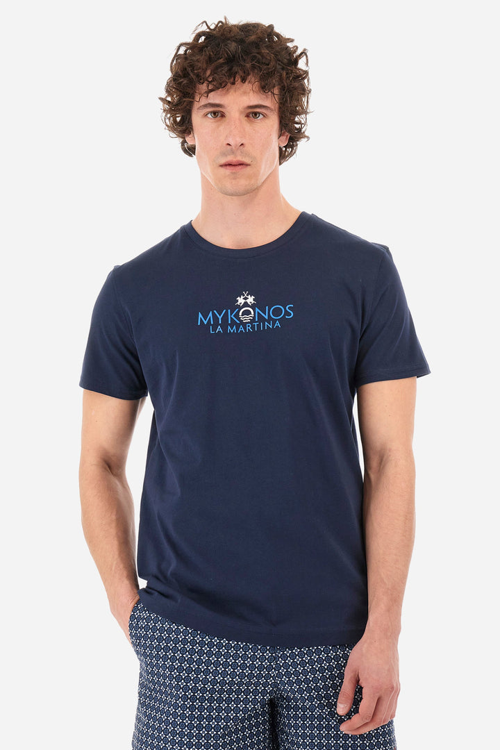 La Martina Regular Fit T-Shirts in Cotton -  YMR605-JS395- Concorde Fashion#color_navy-07017