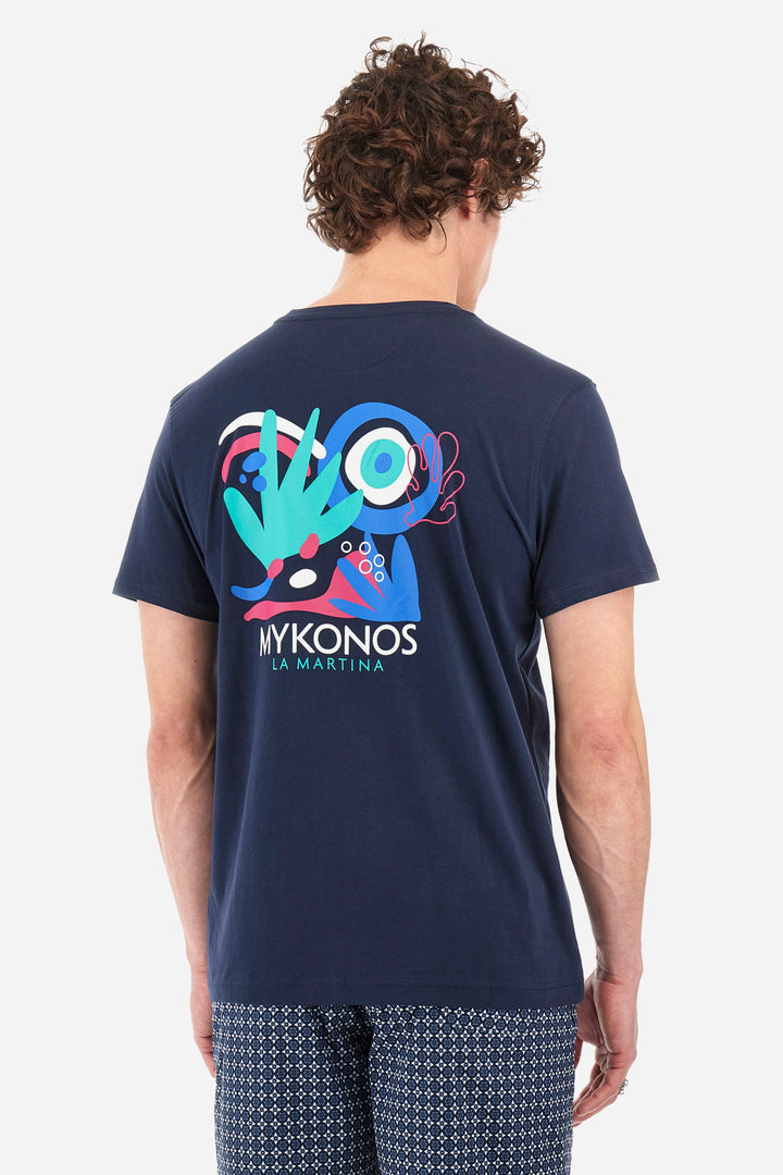 La Martina Regular Fit T-Shirts in Cotton -  YMR605-JS395- Concorde Fashion#color_navy-07017