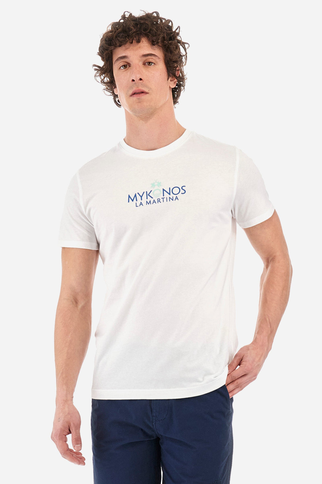 La Martina Regular Fit T-Shirts in Cotton -  YMR605-JS395- Concorde Fashion#color_white-00001