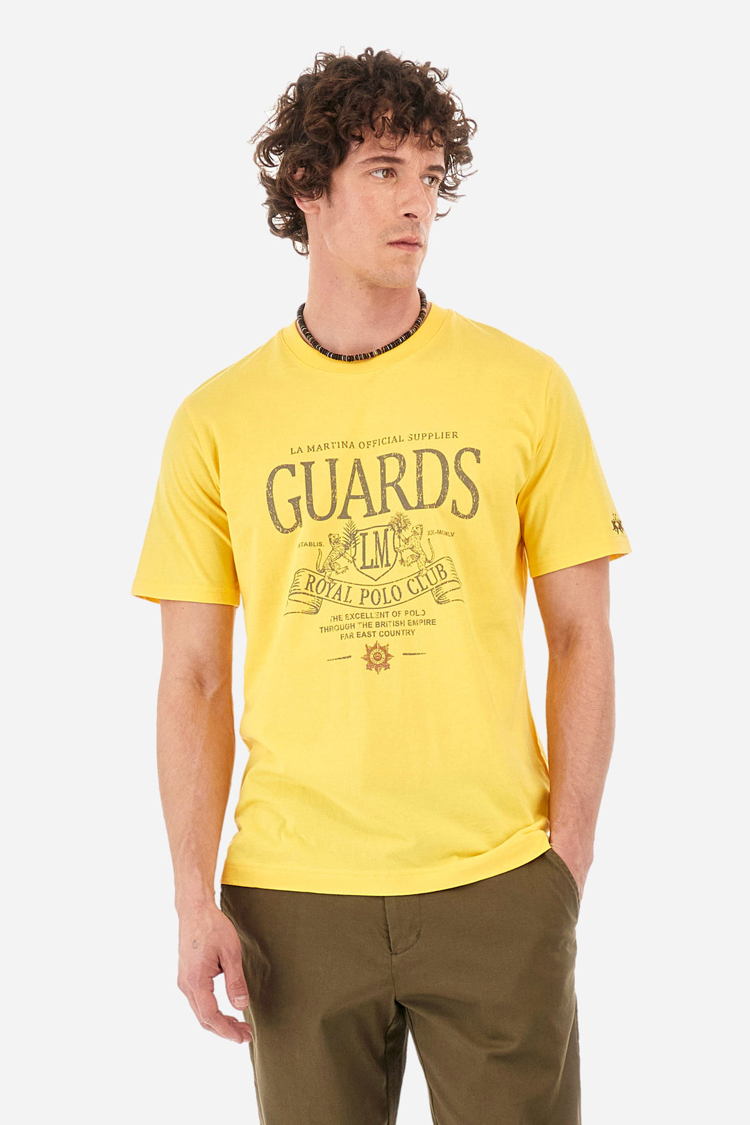 La Martina Regular Fit T-Shirts in Cotton -  YMRG30-JS206- Concorde Fashion#color_gold-02101