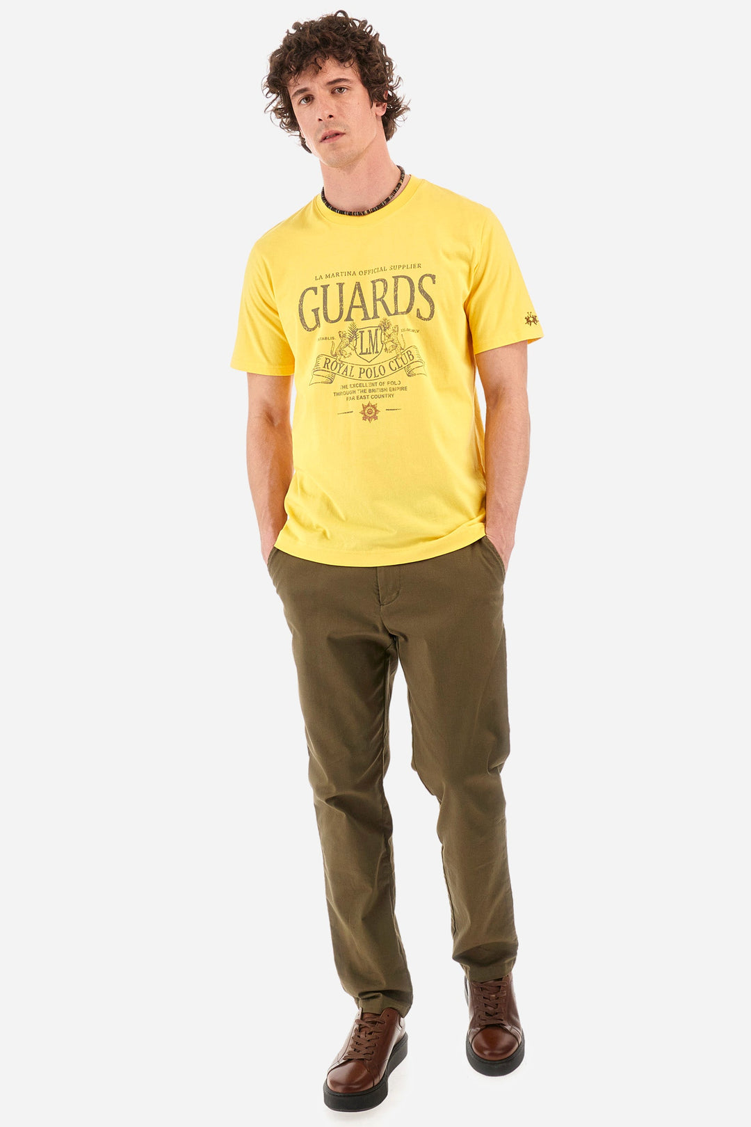 La Martina Regular Fit T-Shirts in Cotton -  YMRG30-JS206- Concorde Fashion#color_gold-02101