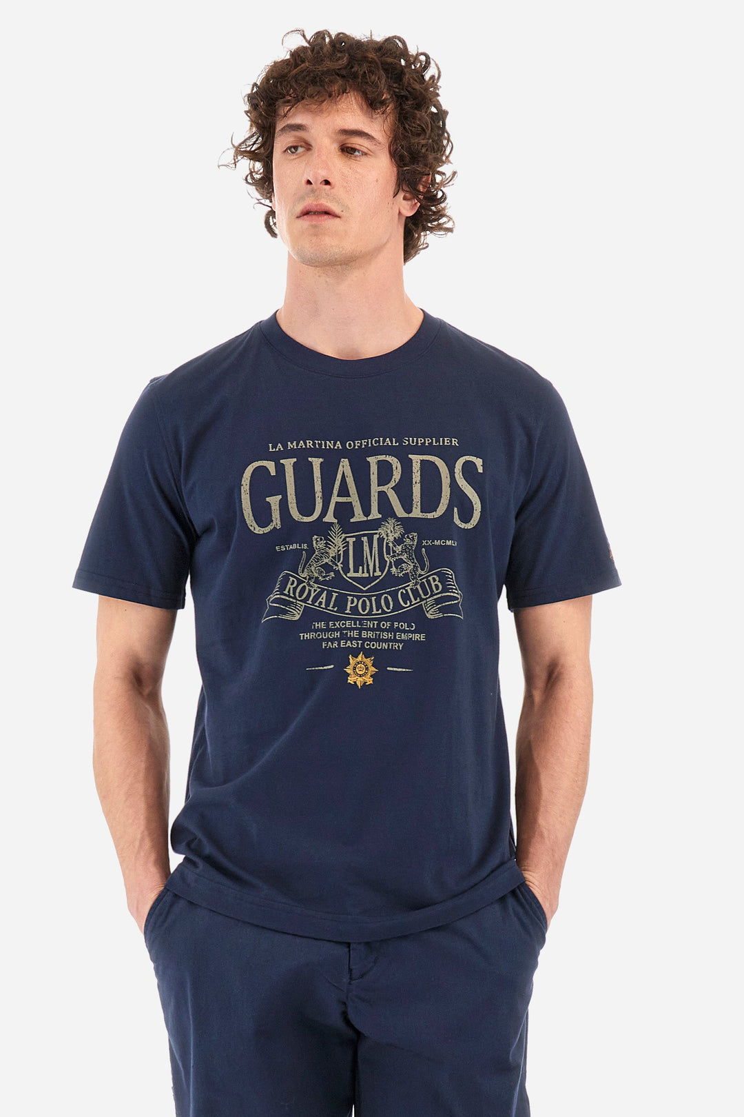 La Martina Regular Fit T-Shirts in Cotton -  YMRG30-JS206- Concorde Fashion#color_navy-07017