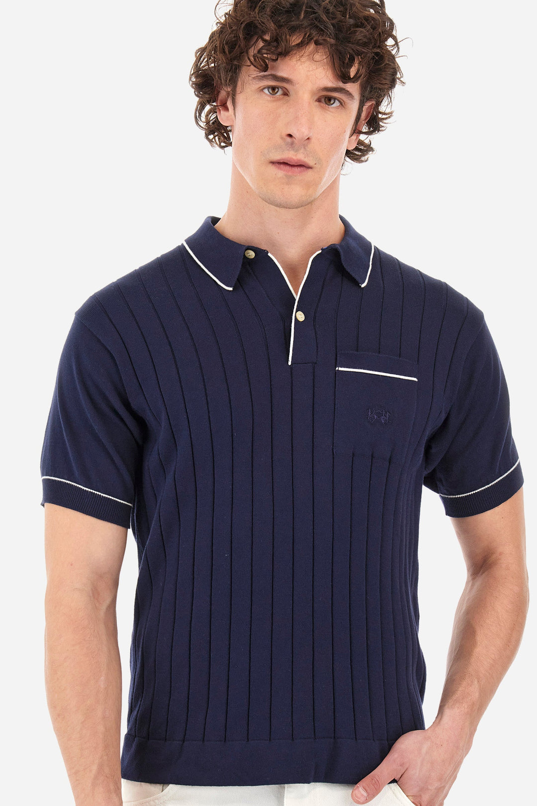 La Martina Regular Fit Sweaters in Cotton -  YMS009-XC008- Concorde Fashion#color_navy-07017