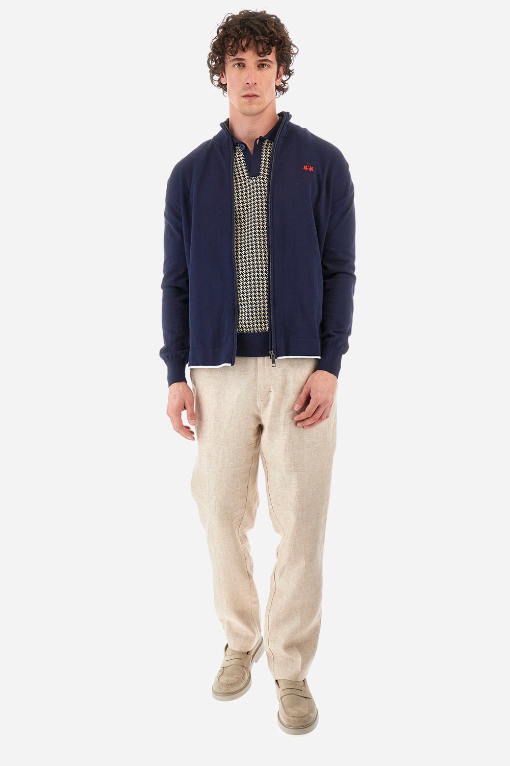 La Martina Regular Fit Sweaters in Cotton -  YMS015-XC008- Concorde Fashion#color_navy-f7105