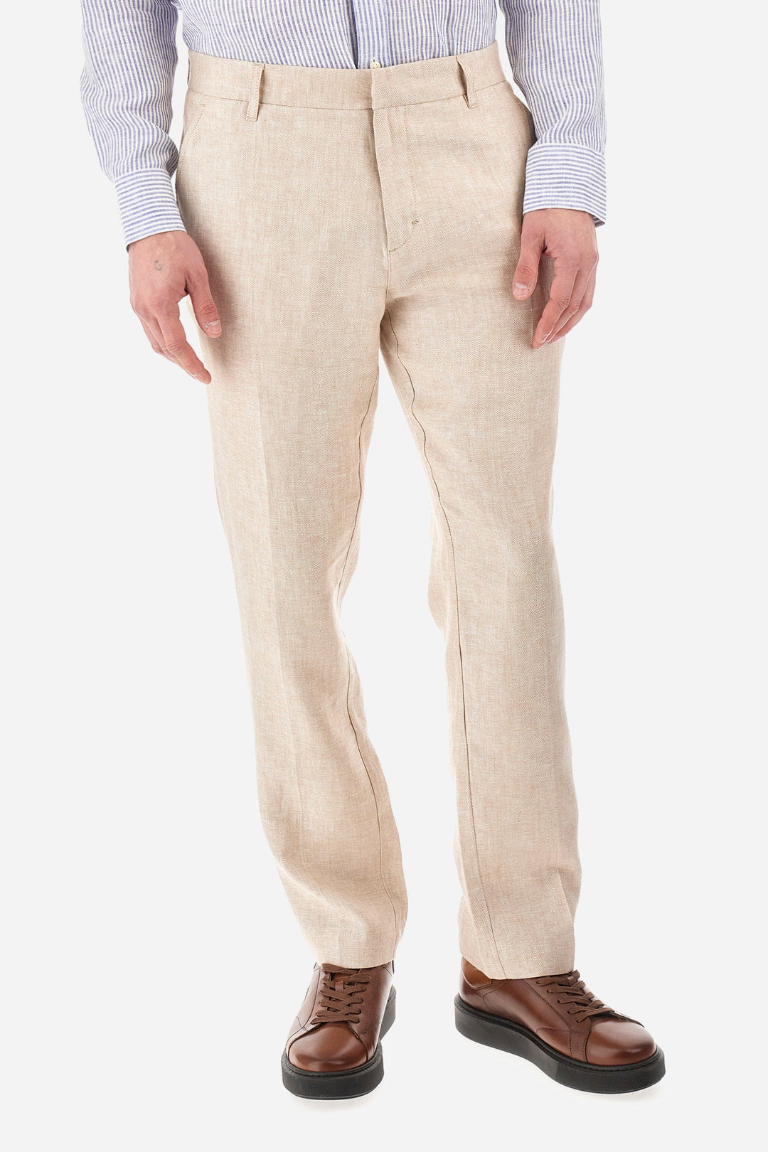 La Martina Regular Fit Chinos in Linen -  YMT012-TL134- Concorde Fashion#color_green-04022
