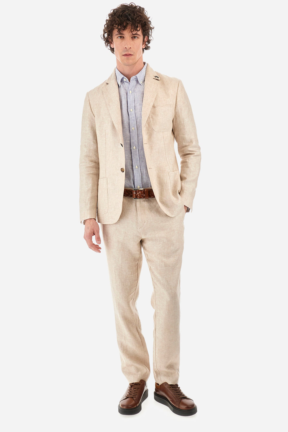 La Martina Regular Fit Chinos in Linen -  YMT012-TL134- Concorde Fashion#color_green-04022