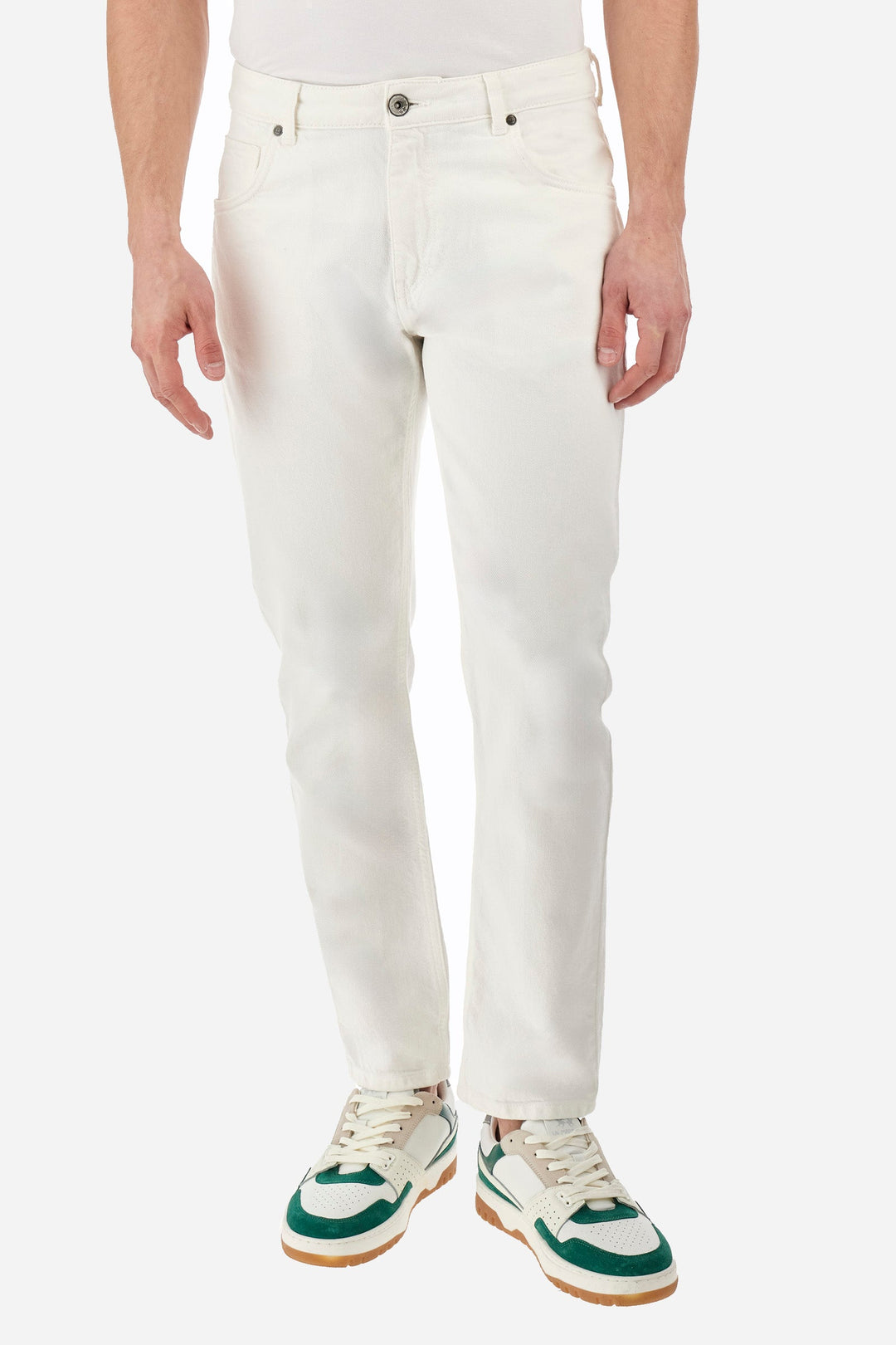 La Martina Regular Fit Trousers in Cotton -  YMT013-TW438- Concorde Fashion#color_white-00001