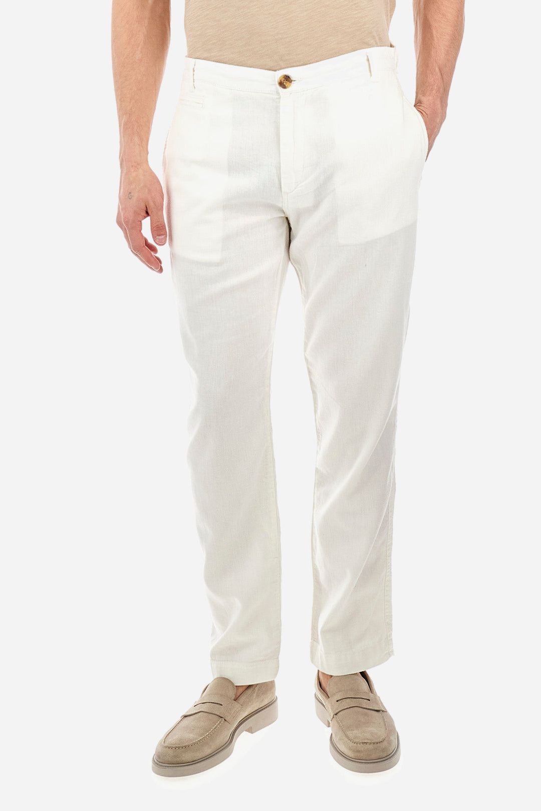 La Martina Regular Fit Chinos in Cotton Mix -  YMT014-TL333- Concorde Fashion#color_white-00002