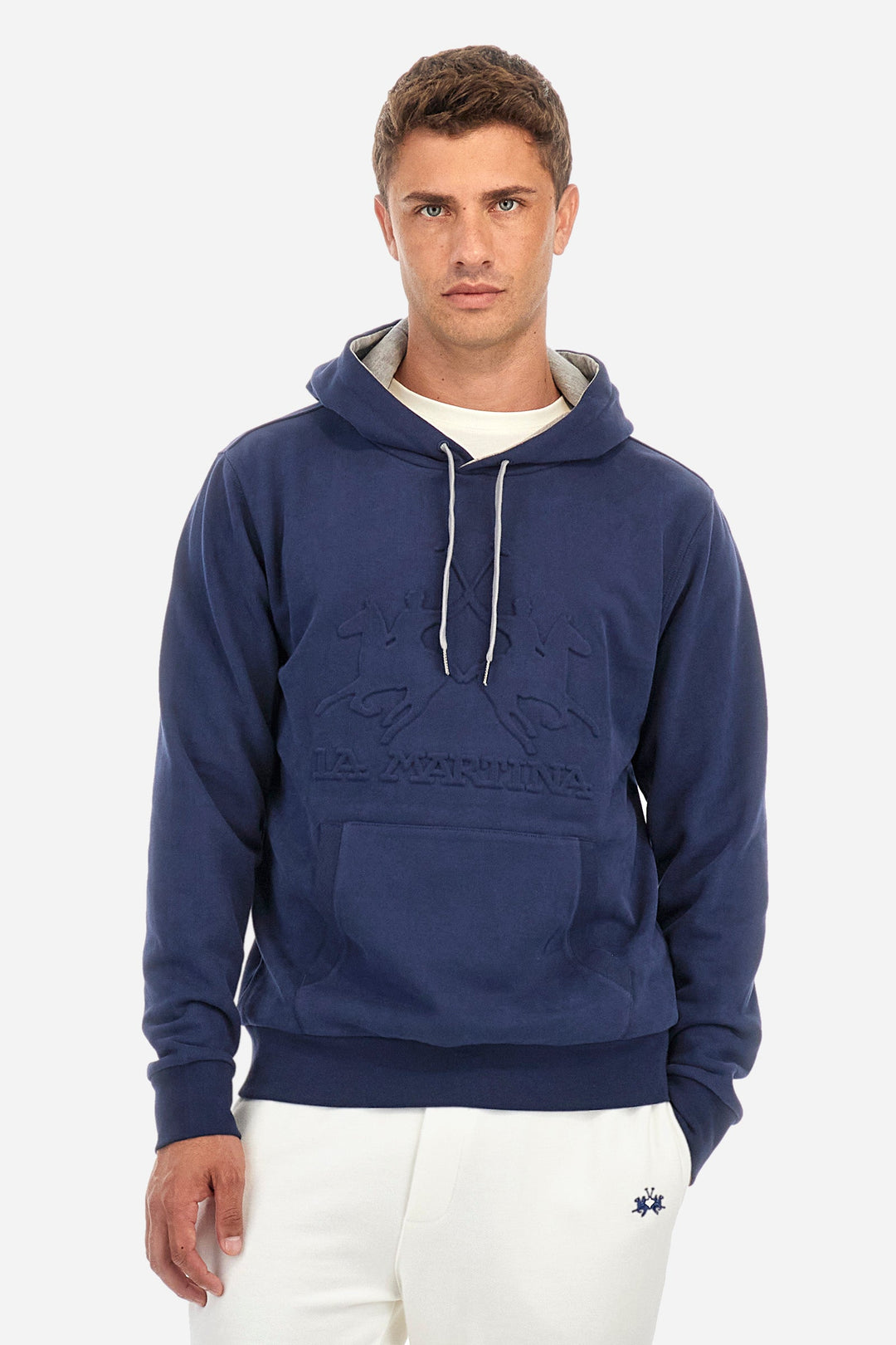 La Martina Hoodies Regular Fit in Cotton - ZACKIE ZMF010-FP575- Concorde Fashion#color_navy-07017