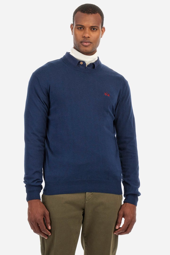 La Martina Sweaters Regular Fit in Cotton Mix - ZAYDEN ZMS002-YW091- Concorde Fashion#color_navy-07017