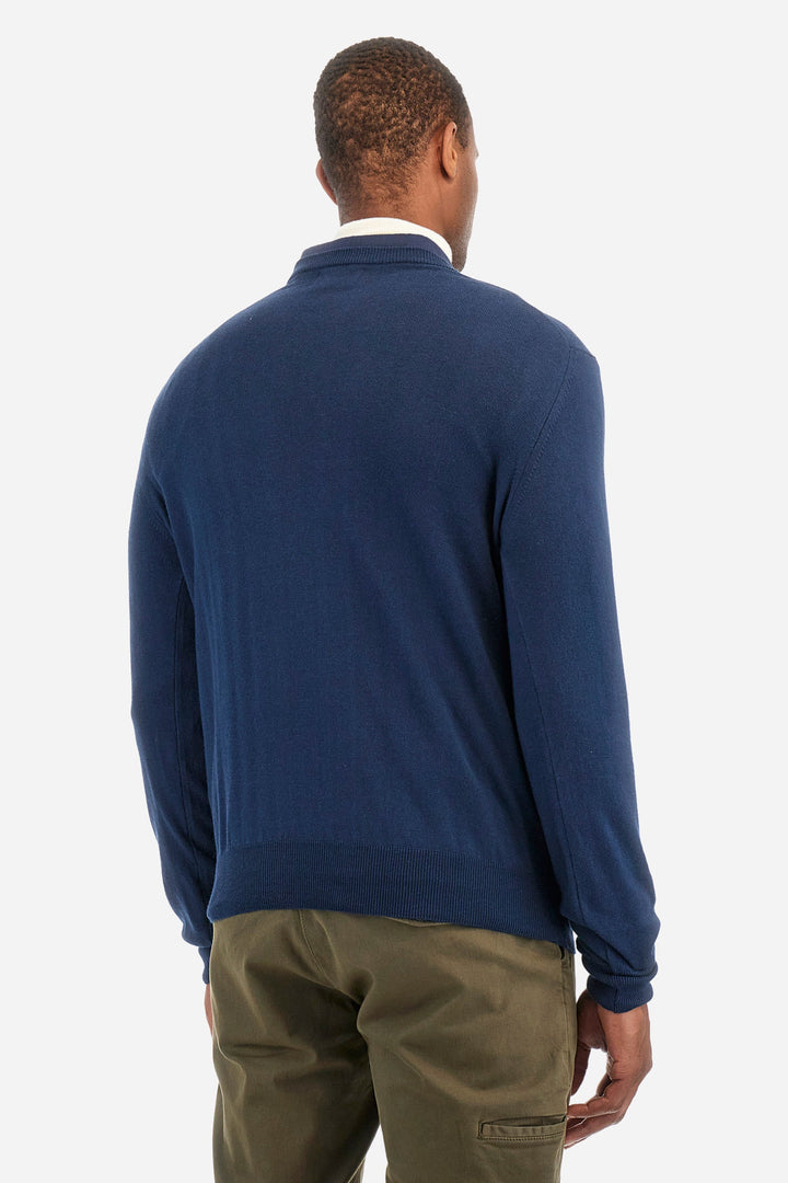 La Martina Sweaters Regular Fit in Cotton Mix - ZAYDEN ZMS002-YW091- Concorde Fashion#color_navy-07017