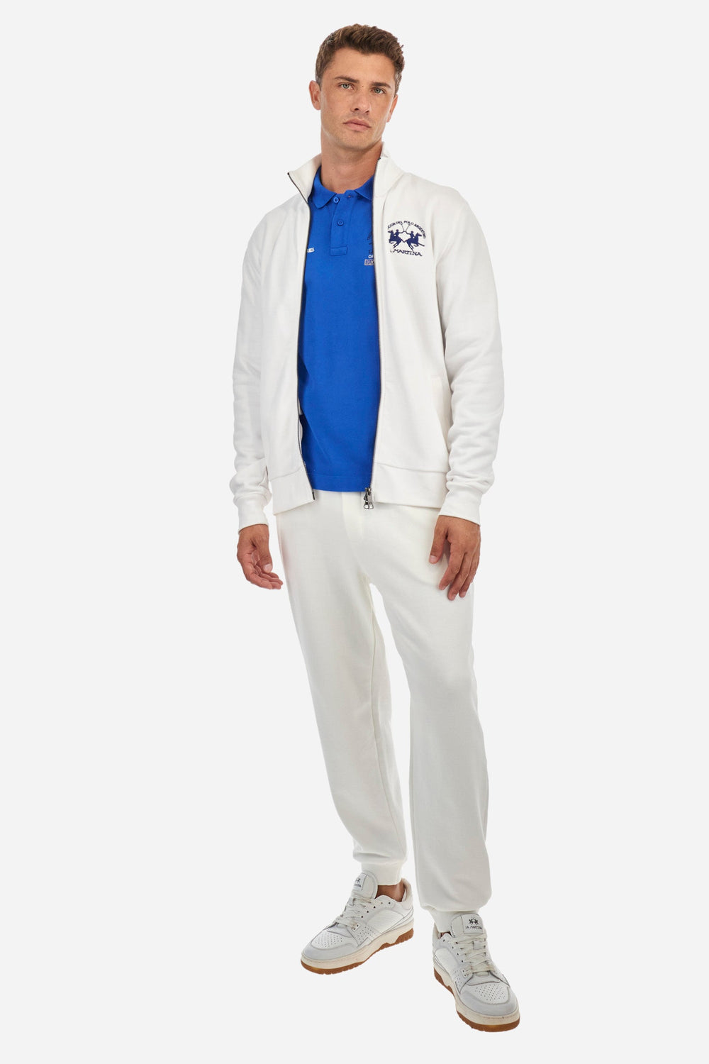 La Martina Jogging Pants Regular Fit in Cotton - ZAKAI ZMT005-FP564- Concorde Fashion#color_white-00002