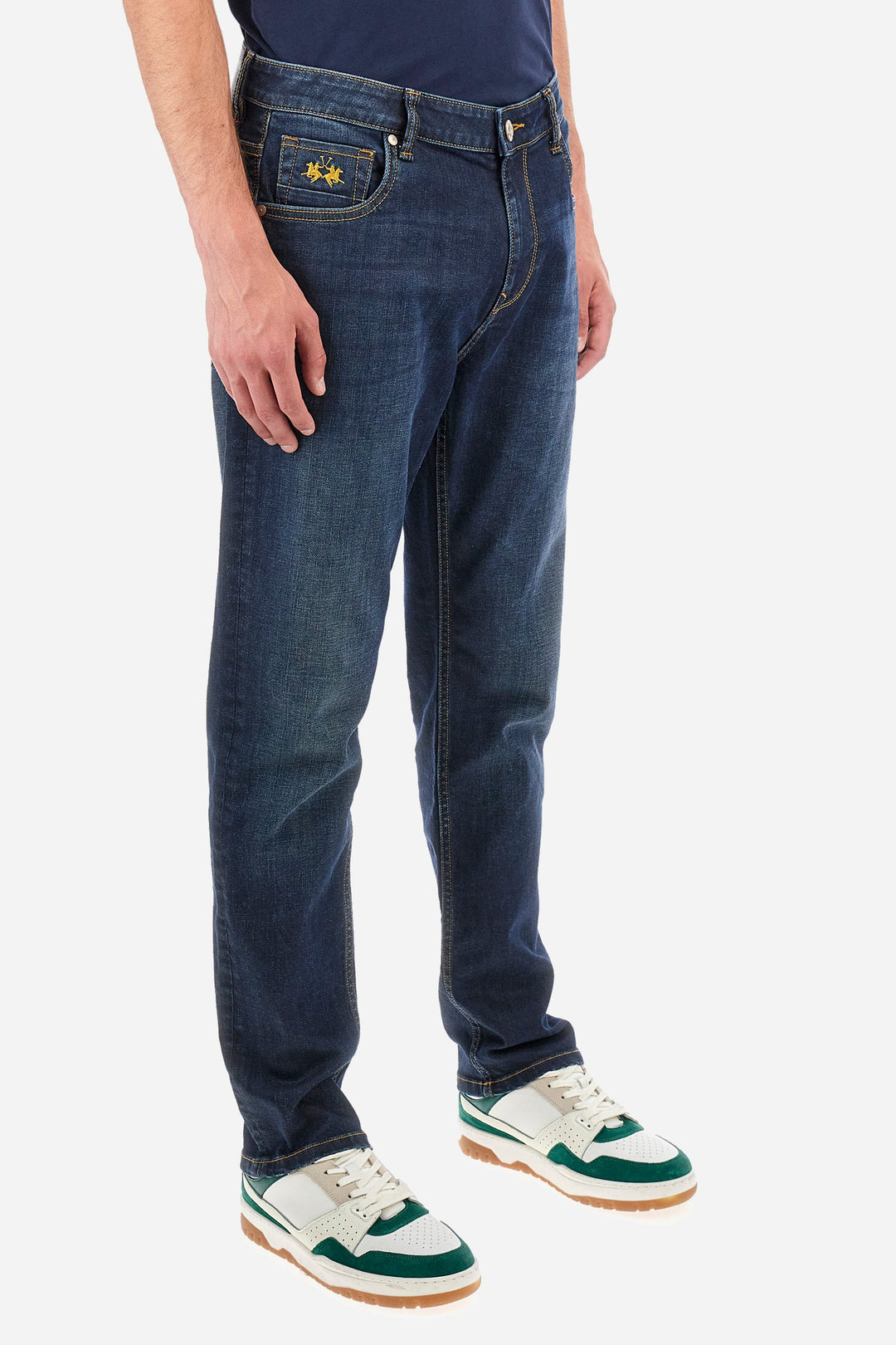 La Martina Jeans Regular Fit in Cotton Mix - ZENOBI ZMT015-DM107- Concorde Fashion#color_blue-d7003