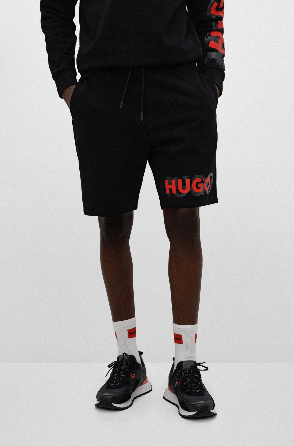 HUGO Regular Fit Shorts in cotton - DILTON 10217099 01-50468260 - Concorde Fashion#color_black-001