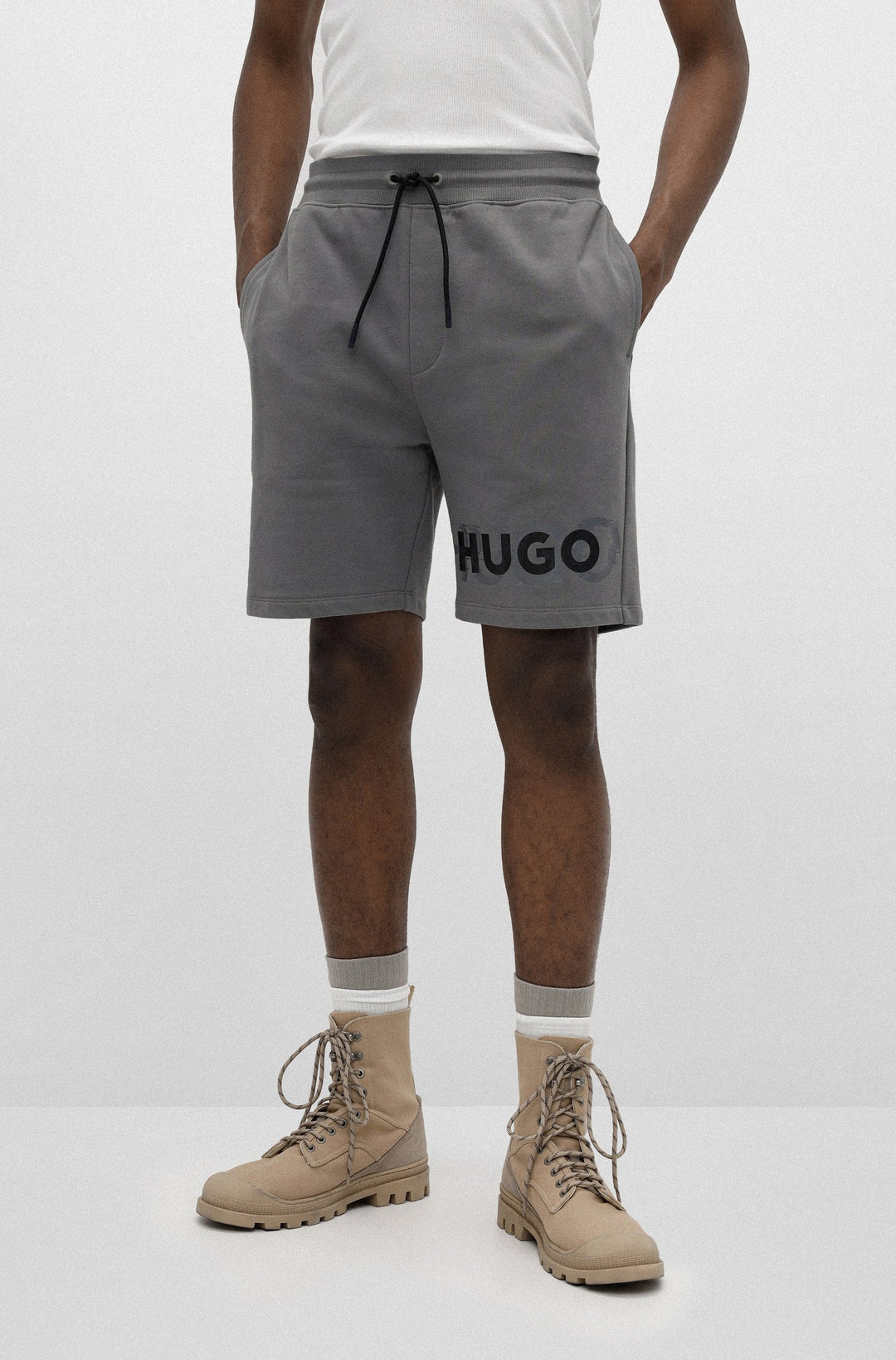 HUGO Regular Fit Shorts in cotton - DILTON 10217099 01-50468260 - Concorde Fashion#color_grey-069