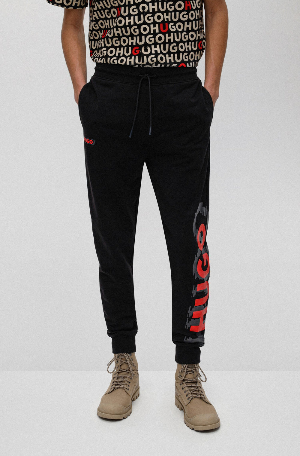 HUGO Regular Fit Jogging Pants in cotton - DARLOWE 10217099 01-50468272 - Concorde Fashion#color_black-001