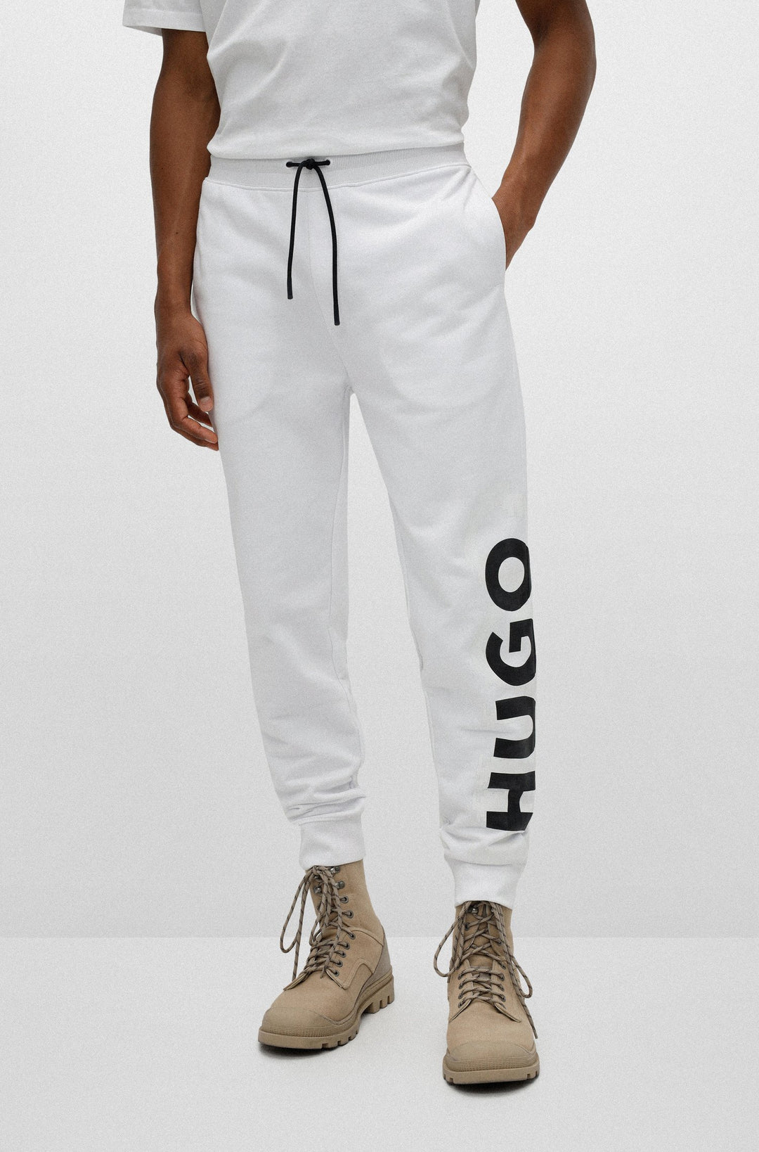 HUGO Regular Fit Jogging Pants in cotton - DARLOWE 10217099 01-50468272 - Concorde Fashion#color_white-100